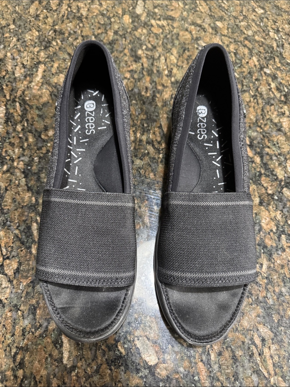 Bzees Black Slip-On Sandal Flats